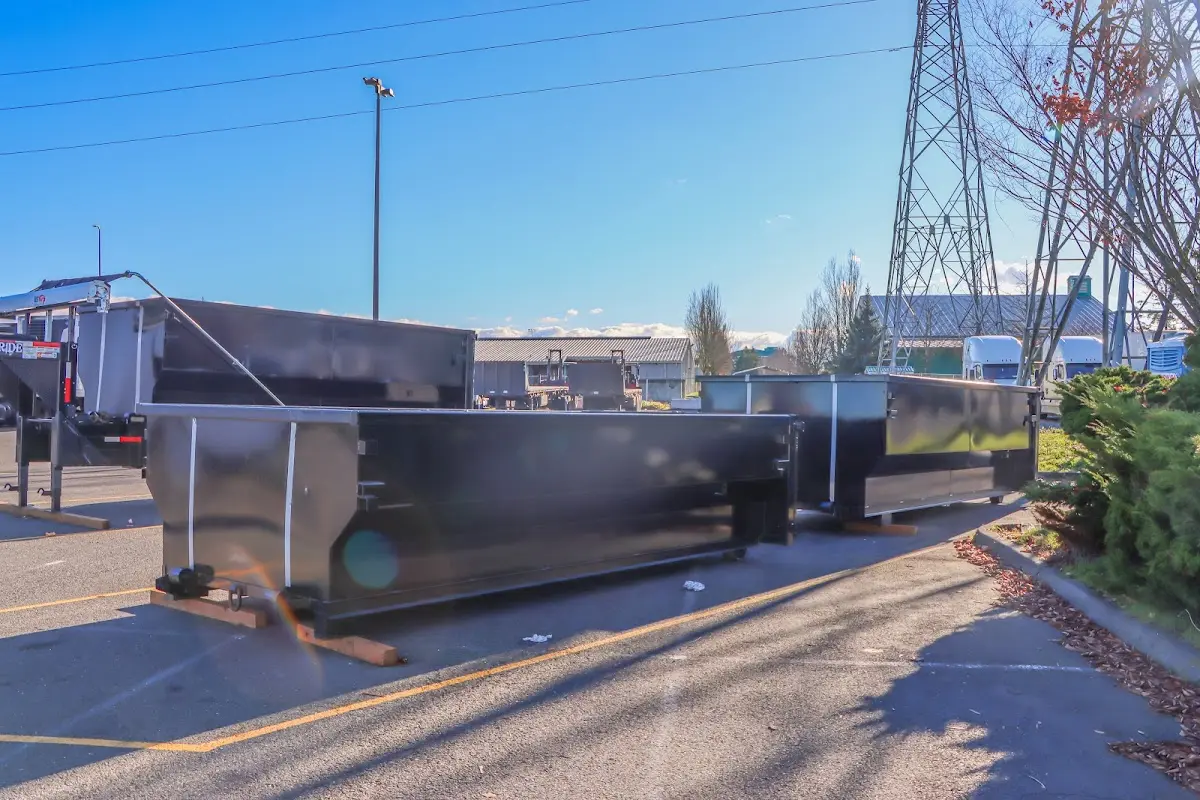Roll-off dumpster ready for waste disposal at job site for Cleanout Dumpster Rental in South Kingstown